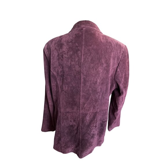 St. John's Bay Purple Blazer Suede Jacket Washable Pockets 2 Button Lined Large - Picture 3 of 7